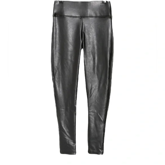 1 State Vegan Faux-Leather Classic Black High Waist Leggings Size Small - Picture 3 of 7